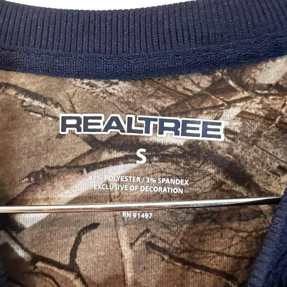 Realtree Mens Dark Blue Waffle Knit Long Sleeve Shirt Small Stretch Henley Basic - Picture 6 of 6